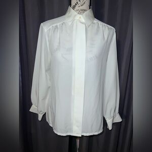 Vintage Pendleton Country Sophisticates/Made in USA/White Cream Blouse/Size 10